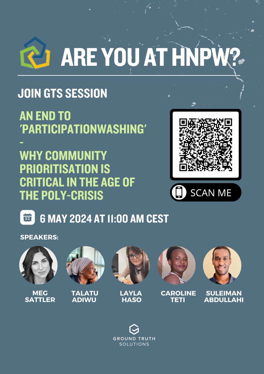 Ground Truth Solutions (@groundtruthsol) on Twitter photo Today, GTS will discuss 'participationwashing' - why community prioritisation is critical in the age of the poly-crisis? Join <a href="/megsattler/">Meg Sattler</a> and guest speakers @ 11 AM CEST. To connect virtually follow this link 🔗 tinyurl.com/mupaf9v5 <a href="/LEP_HNPW/">Humanitarian Networks and Partnerships Weeks</a> Today, GTS will discuss 'participationwashing' - why community prioritisation is critical in the age of the poly-crisis? Join <a href="/megsattler/">Meg Sattler</a> and guest speakers @ 11 AM CEST. To connect virtually follow this link 🔗 tinyurl.com/mupaf9v5 <a href="/LEP_HNPW/">Humanitarian Networks and Partnerships Weeks</a>