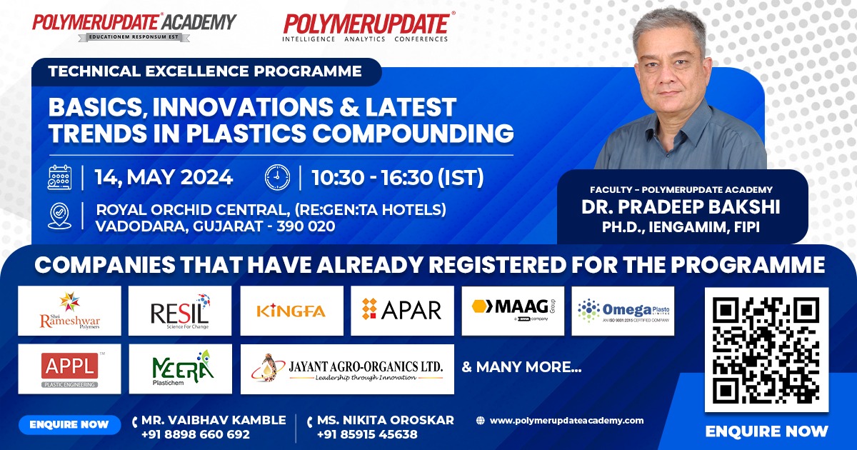 Unlocking the Future of Plastics Compounding: Join us for a Technical Excellence Programme delving into Basics, Innovations, and Latest Trends in Plastics Compounding.

Enquire Now: polymerupdateacademy.com/course/details…

#PlasticsInnovation #TechnicalExcellence #Compounding #Plastics