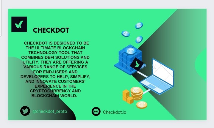 @Checkdot_proto is designed to be the ultimate #blockchain technology tool that combines DeFi solutions and utility. #Checkdot #ai 

👇