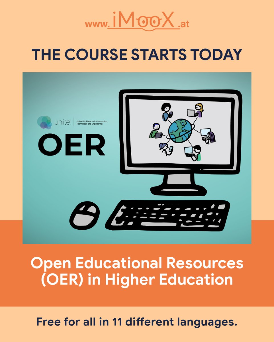 #iMooX #MOOC

Today is THE day! Our online course "Open Educational Resources (#OER) in Higher Education" has started! 🤩

Take the free online course: imoox.at/course/OERinHE