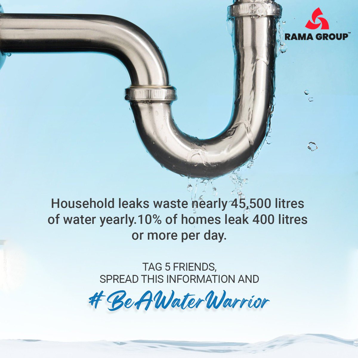 #BeAWaterWarrior Check for and repair leaky faucets, pipes, and toilets from time to time to prevent significant water waste. This is important information and we want you to spread this amongst as many people as possible. Tag 5 friends, spread this information and win.