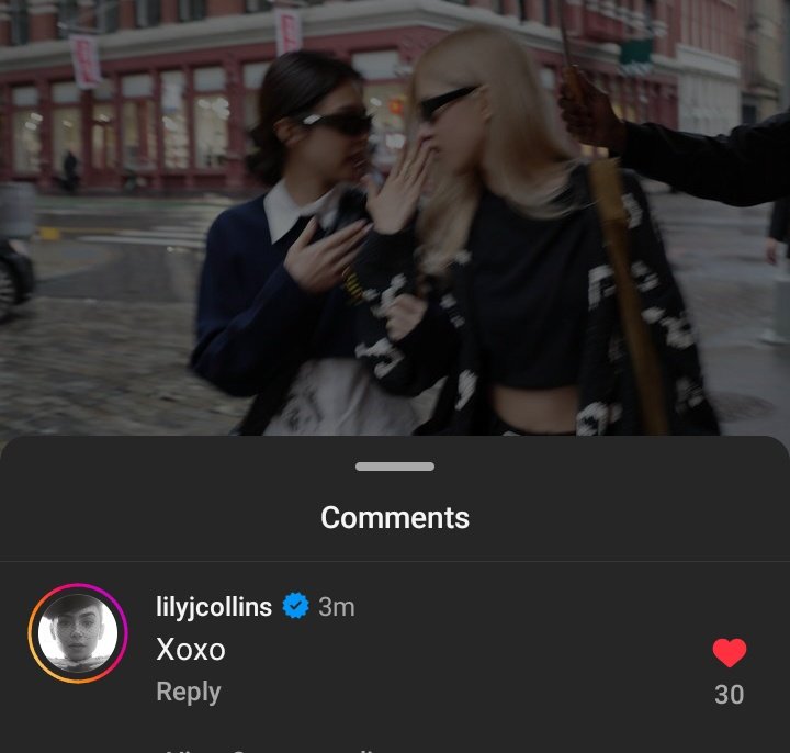 Lily Collins commented on #ROSÉ's recent instagram post