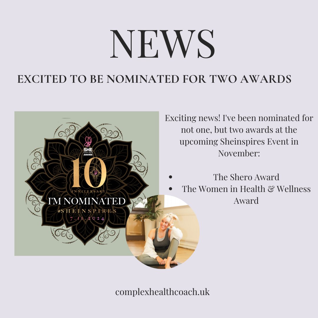 I'm thrilled to share some exciting news with you! I've recently received two nominations for the prestigious @sheinspires event, which is scheduled to take place in November. rfr.bz/tlbtvi6 #healthcoaching #healthandwellness #healthcoach #complexhealthcoach