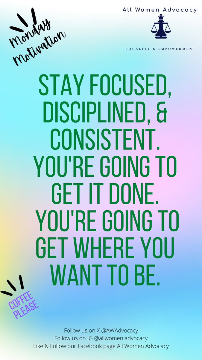 It's a new week #MotivationMonday This week we are all about #focus, #discipline, & #consistency. Remember, small steps every day lead to BIG achievements! ✨ #YouGotThis Let's crush goals