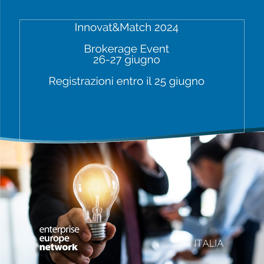 ❗️Lazio Innova, partner della Rete @EEN_Italia, co-organizza il brokerage event virtuale Innovat&Match 2024 ⌛️Registrazioni entro le ore 13:00 del 25 giugno 2024 innovatmatch-2024.b2match.io/signup #EENCanHelp
