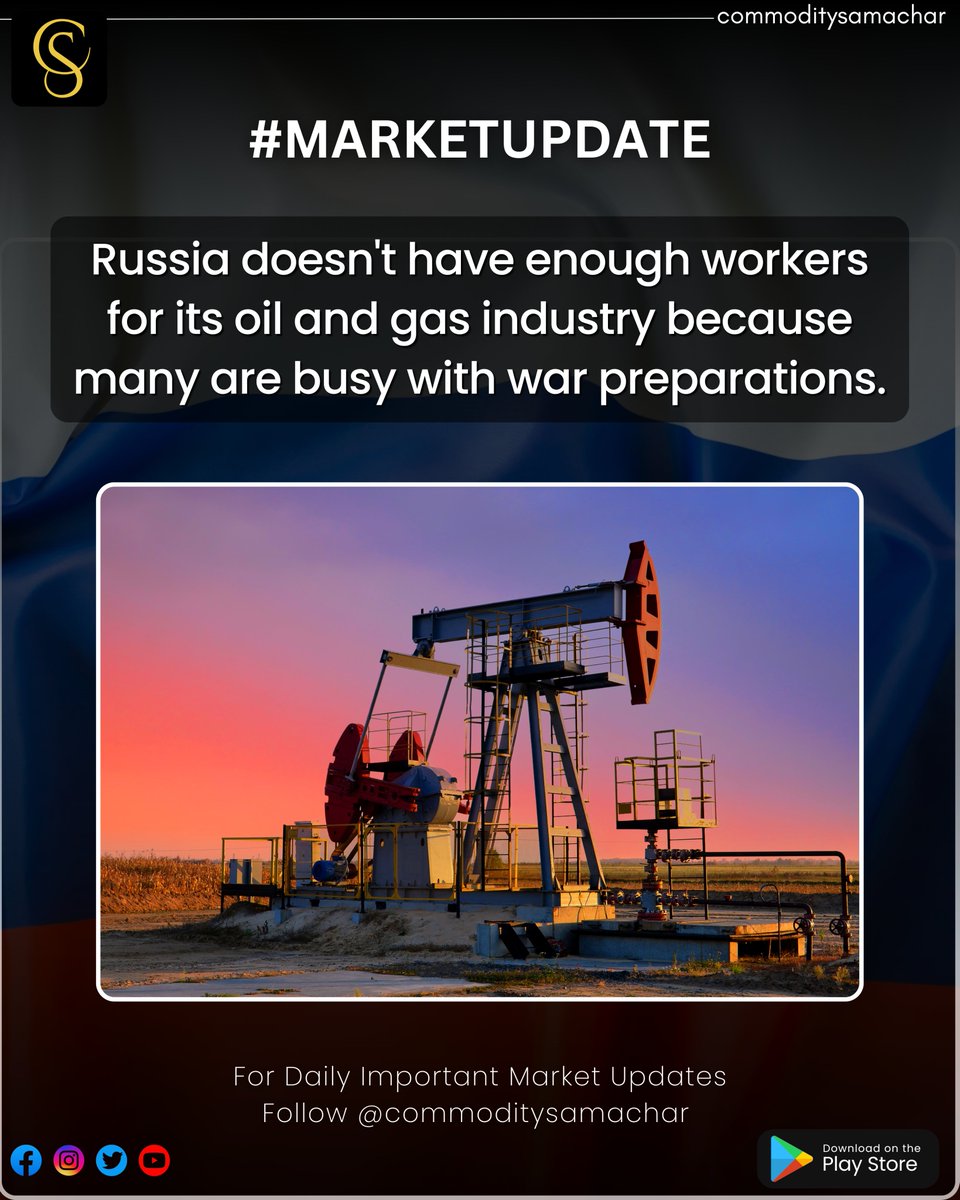 In simple terms, Russia's oil and gas industry, which has been crucial for funding the ongoing war in Ukraine, is now facing a significant problem: there aren't enough people to work in the industry. 

#russia #crudeoil #war #gasindustry #marketupdate  #marketupdate