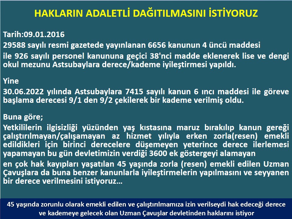 #UzmanÇavuş
#BirDereceHak
<a href="/RTErdogan/">Recep Tayyip Erdoğan</a>
<a href="/tcsavunma/">T.C. Millî Savunma Bakanlığı</a>
<a href="/hulusiakarmedya/">Hulusi AKAR</a>
<a href="/Akparti/">AK Parti</a>
<a href="/nacibostanci/">M. Naci Bostancı</a>
<a href="/akbasogluemin/">Av. M.Emin AKBAŞOĞLU 🇹🇷</a>
<a href="/AliYerlikaya/">Ali Yerlikaya</a>
<a href="/UlviYonter/">Dr.İzzet Ulvi YÖNTER</a>
<a href="/dbdevletbahceli/">Devlet Bahçeli</a>
<a href="/mustafaelitas/">Mustafa Elitaş</a>
<a href="/UlviYonter/">Dr.İzzet Ulvi YÖNTER</a>
<a href="/erkanakcay45/">Erkan Akçay</a>
<a href="/dijital/">Dijital</a>
<a href="/alitilkici38/">Ali Tilkici 🇹🇷</a>