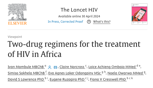2DR are not available in most HIV endemic settings & don't feature in WHO guidelines. We discuss benefits & risks of 2DR in the public health approach. We propose that DTG/3TC is an essential HIV treatment option for adolescents & older PLWH. RCT needed? 💊authors.elsevier.com/c/1j07M8MsVody…