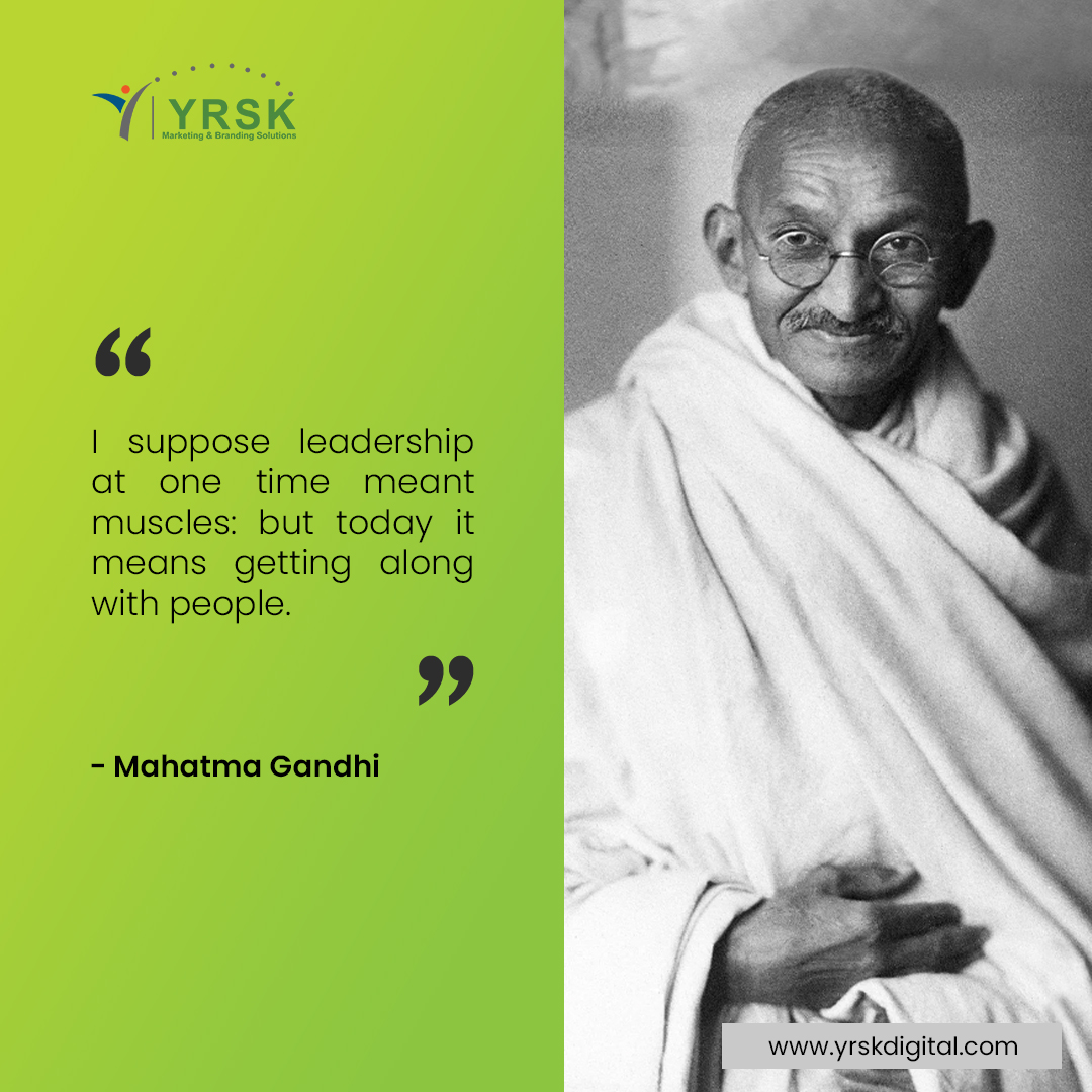 Leadership has evolved from muscles to mastering relationships. Today, it's about the art of getting along with people. 💪👥 

#leadershipevolution #peopleskills #quoteoftheday #mondaymotivation #mahatmagandhi #digitalmarketing #yrskmarketing