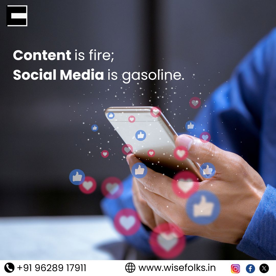 'Stirring up the flames of engagement 🔥 Social media ignites the power of content.
#FuelYourMessage #powerofsocialmedia #contentmarketing #WisefolksMedia '