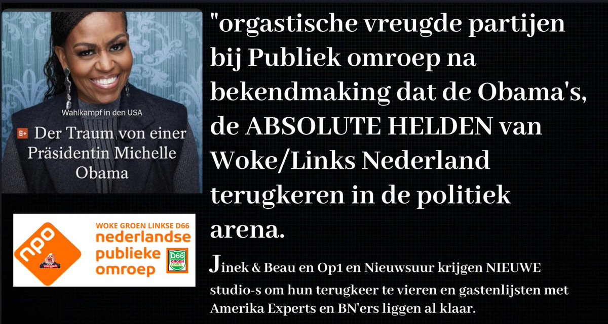 'hetkannietop'..Ditwordtwederomeen topjaar voor de #globalsocialistische 'samenleving' ! WAT EEN VERRASSING EN PERFECTE TIMING , DAT WIJ DIT NOG MOGEN MEEMAKEN, ALDUS EEN GEZAMENLIJKE VERKLARING VAN #Jinek en #Beau en vele andere #Media...
#de geweldige #Obama's , weldoeners bij…