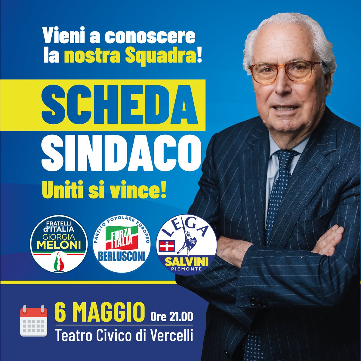 Questa sera al Teatro Civico di #Vercelli alle ore 21.00, la presentazione ufficiale dell’Avv.Roberto #Scheda, candidato Sindaco per la Città di Vercelli!   Forza Roberto! #unitisivince #schedasindaco #lega