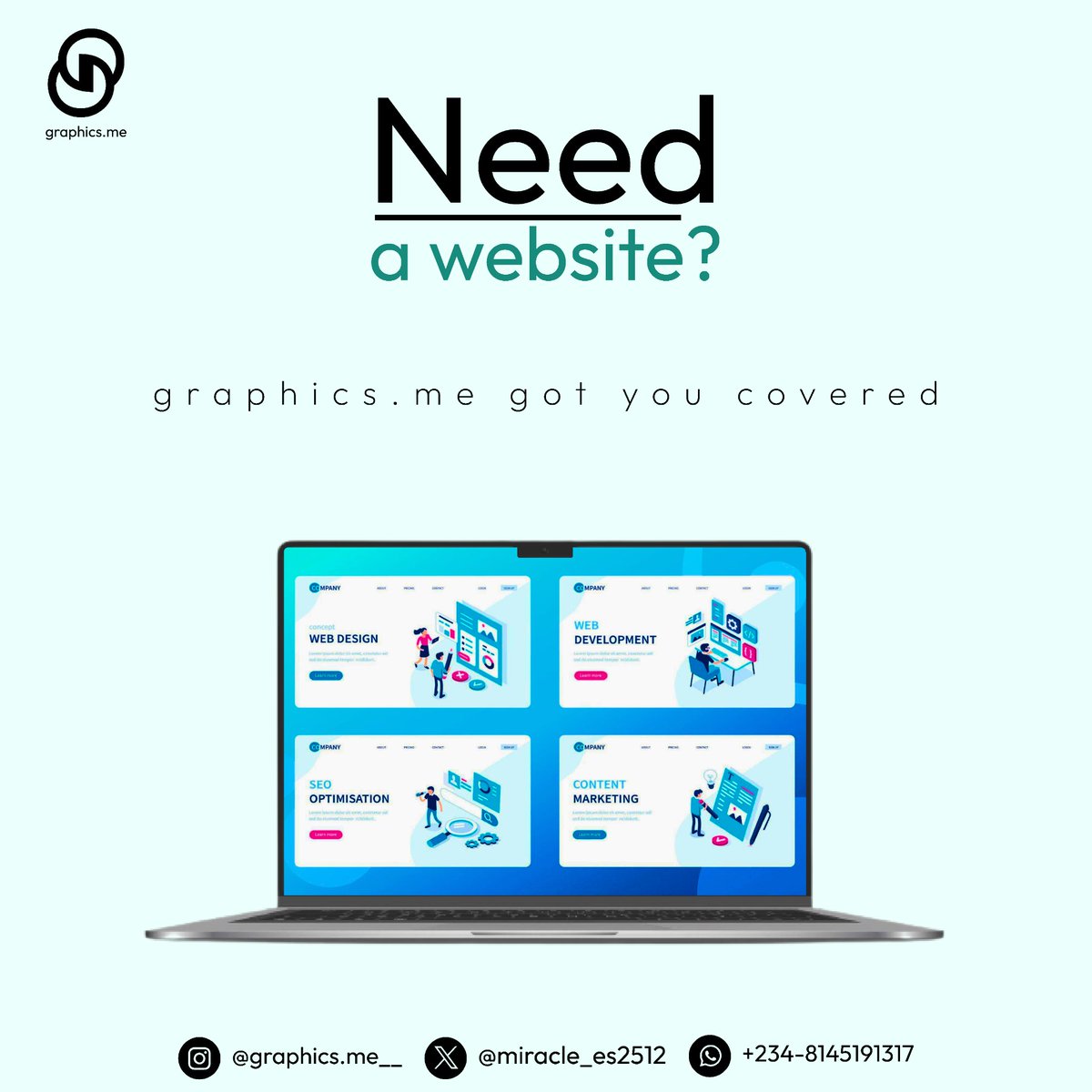 Need a website.... Graphics.me got you covered 
#WebDesign #UXDesign #UI #DigitalDesign #WebDevelopment #DesignInspiration #ResponsiveDesign #CreativeWebDesign #FrontEnd #UserExperience #DesignTrends