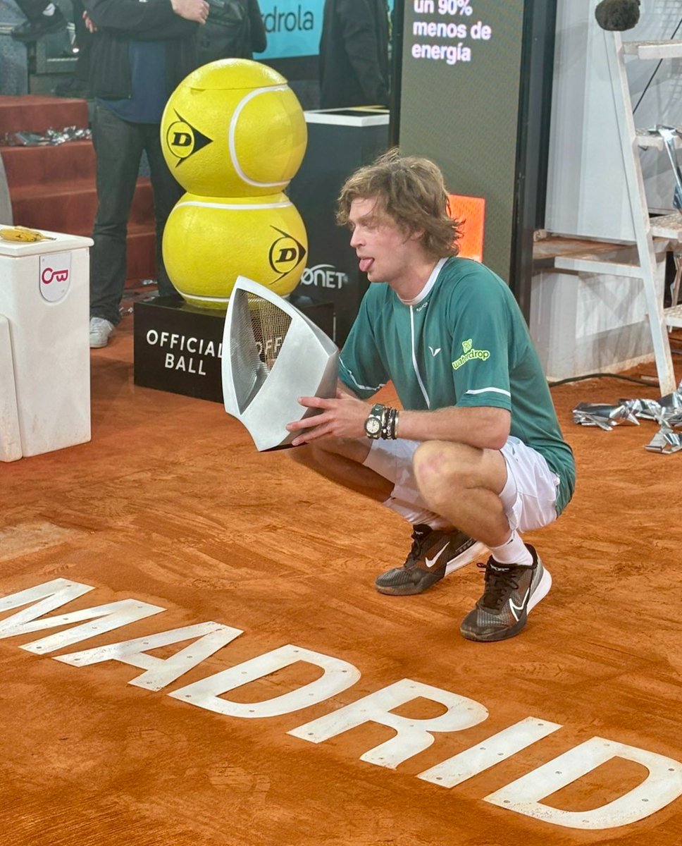 BWEH!🤪 Congratulations to 2024 #TieBreakTens competitor Andrey Rublev for winning the Mutua Madrid Open🏆 👏 📸: Mutua Madrid Open & ATP Tour #atp #tennis #tennisplayer #tennislove #MMOpen