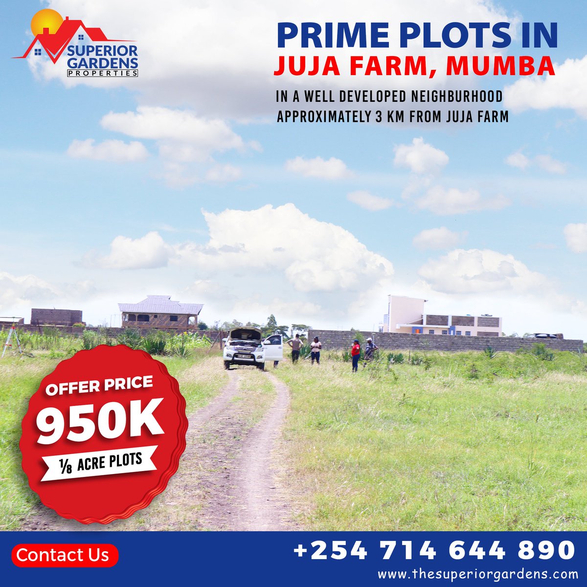 realtorsteve890's tweet photo. Affordable 1/8th Acre plots in Juja farm, Mumba at 950k only
#SuperiorGardensproperties
#PatiaRohoAmani
#nairobirains 
#jujafarmplots #investments
#MondayMotivation https://t.co/NHiVUuw1ur
