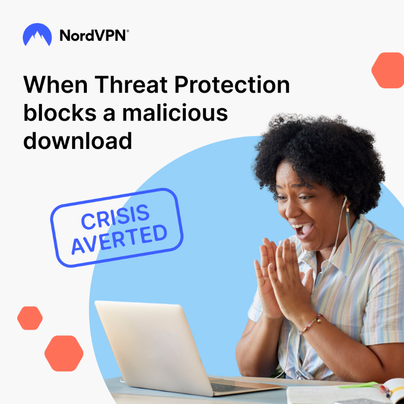 NordVPN’s Threat Protection also protects you from online trackers, malicious sites, and intrusive ads. ✅
