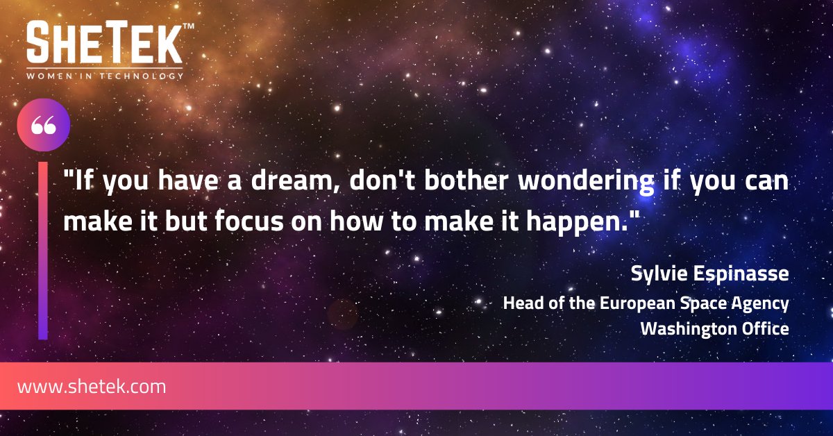 Find your focus. #Shetek #Pamten #europeanspaceagency #sylvieespinasse #SpaceDay #astronaut #inspiringwomen #Trailblazer