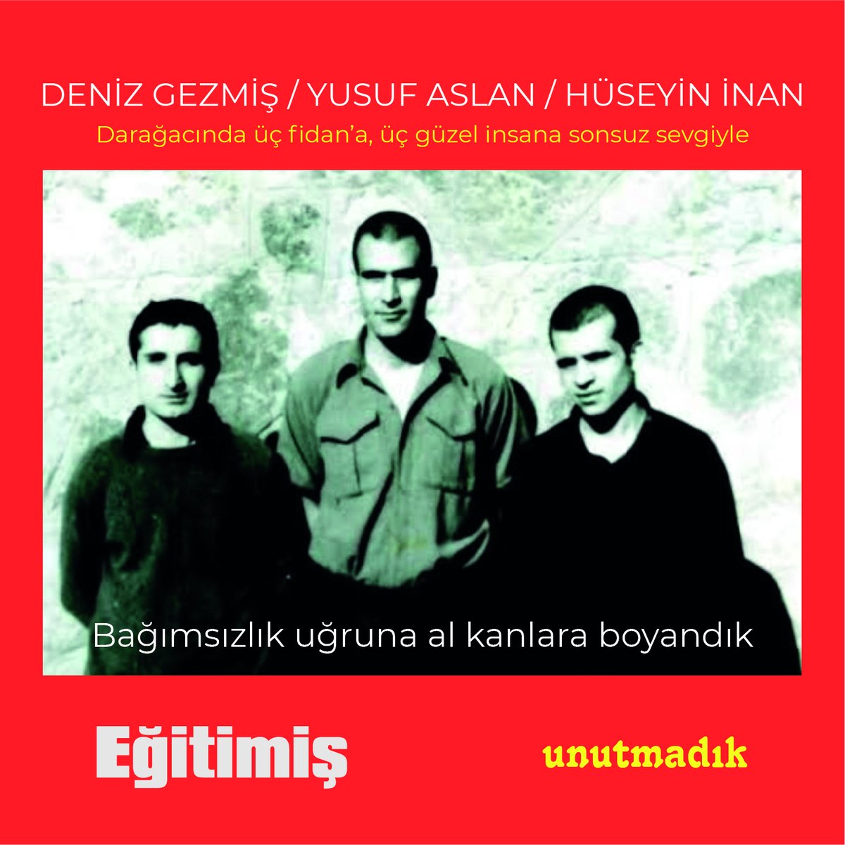 DENİZ, YUSUF VE HÜSEYİN: ÖLÜMSÜZLÜĞE UZANAN BİR DİRENİŞ! egitimis.org.tr/guncel/sendika… #DenizYusufHuseyin #DenizGezmis #YusufAslan #Huseyinİnan