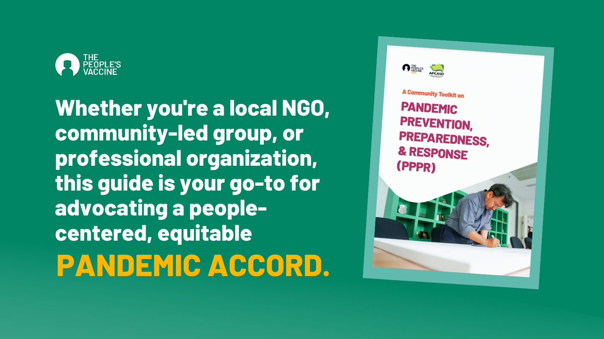 Empower local orgs and communities with @apcaso & @PVA_Asia's toolkit guide on Pandemic Prevention, Preparedness, & Response (PPPR). It equips you with the essential tools to advocate for a people-centered & equitable Pandemic Accord. Access here: apcaso.org/wp-content/upl…
