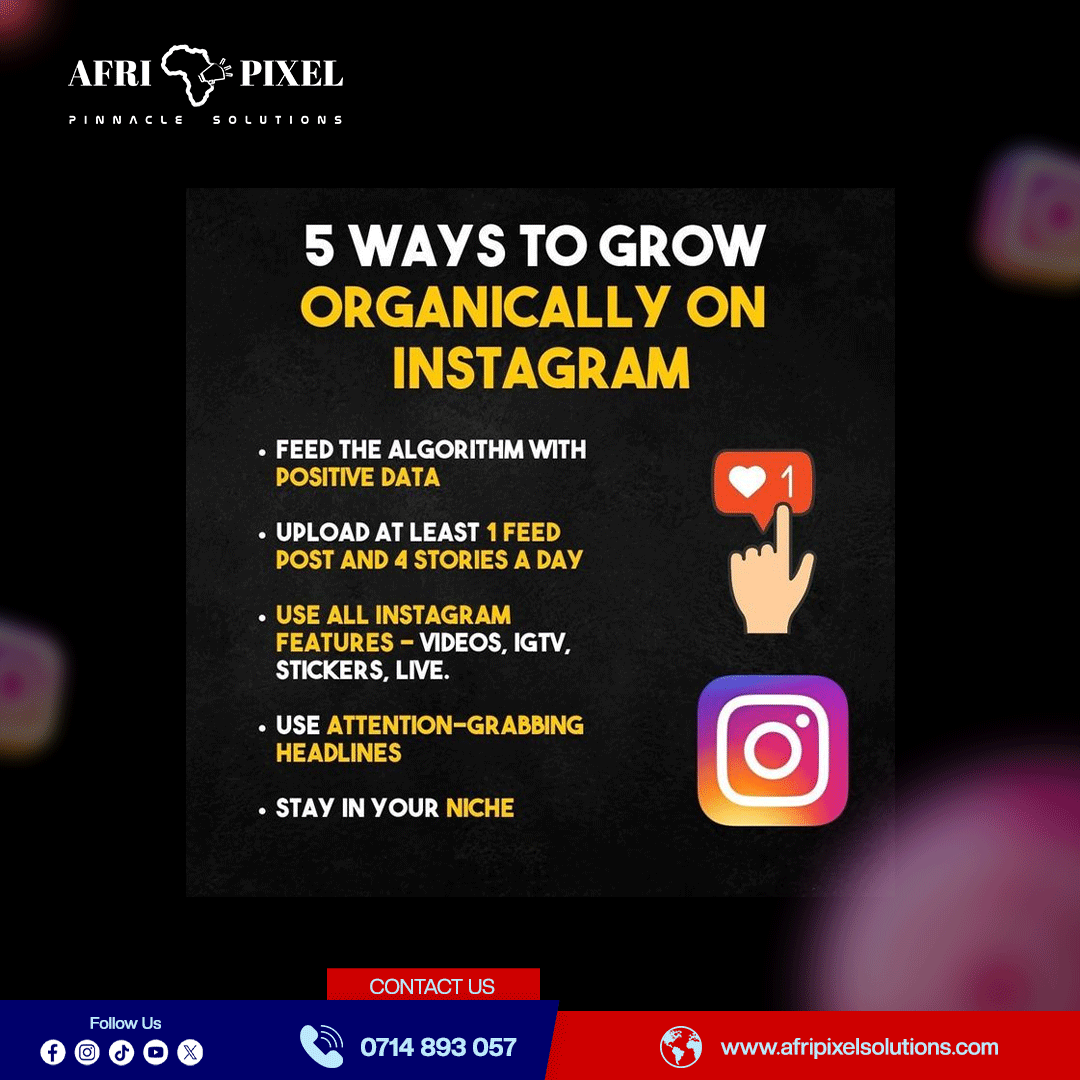 Unlock the secrets to organic growth on Instagram with these five essential strategies.#InstagramGrowth #OrganicReach #SocialMediaSuccess #Mercy #kitengela #juja #timboroa #classic105 #Afripixel