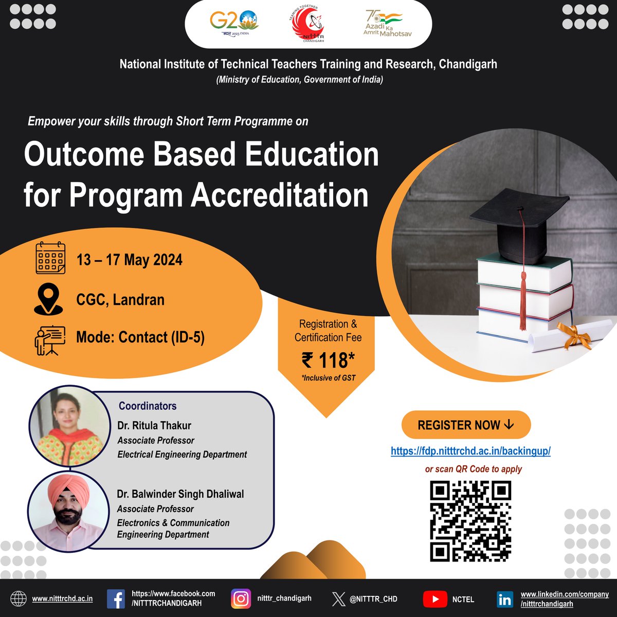 Join us for a 1 Week course on Outcome Based Education for Program Accreditation organized by the EE Dept from 13-17 May'24.Interested faculty & staff members may apply at fdp.nitttrchd.ac.in/backingup/ #nitttrchd #OutcomeBasedEducation #ProgramAccreditation #AccreditationStandards #OBE