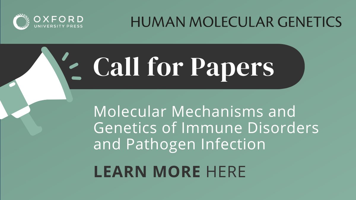 Human Molecular Genetics @hmg_journal invites you to submit your manuscripts for an upcoming special issue on Molecular Mechanisms and Genetics. Submit your paper by September 30, 2024: oxford.ly/3y0wC6D