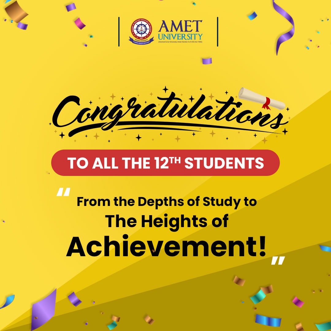 To all the 12th students, your hard work is now a beautiful achievement.
Hats off to you!
#CelebrateSuccess #12result #congratulations
#AmetUniversity #Amet #Chennai #ECR