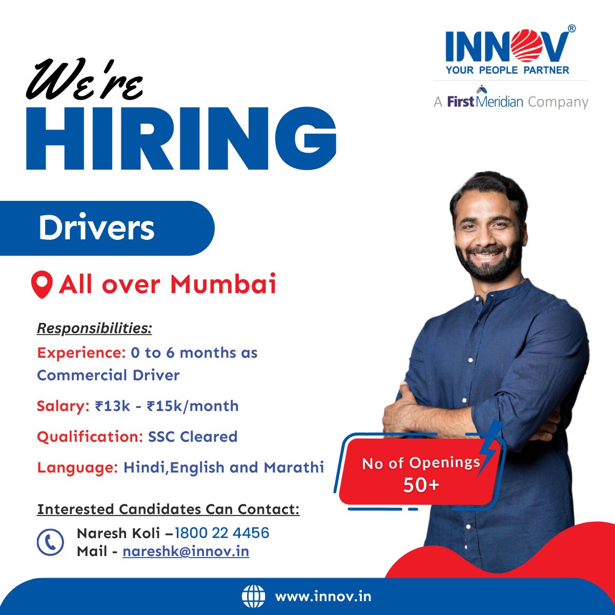 We are hiring Drivers.

If interested, visit innovsource.com or contact our HR team.

Note: Innovsource Does Not Charge Money for Job Offers.

#DriverJobs #JobsInIndia #JobsInMumbai
#FreshersJobs #WeAreHiring #Innovsource #Innov