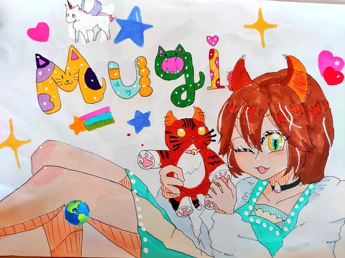 うちの可愛い可愛いパシ……妹の絵です 小6にしては上手い