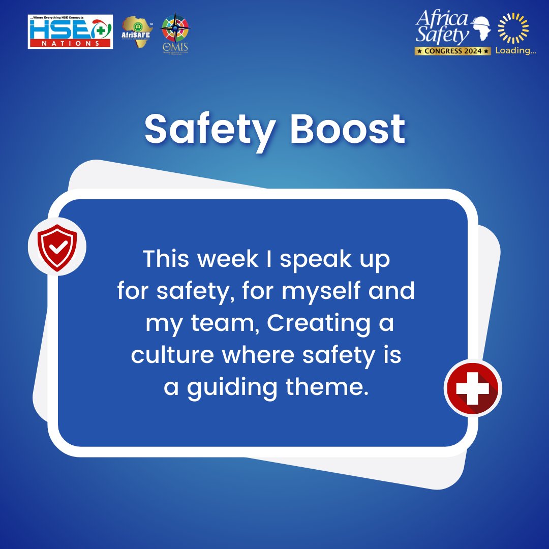 🫡Join us in creating a culture where safety shines brightly as a guiding theme.  

Together, we can make a positive impact and ensure a secure work environment.  

#HSENations #AfriSAFE #TheOMIS #SafetyFirst #TeamSafety #WorkplaceSafety
