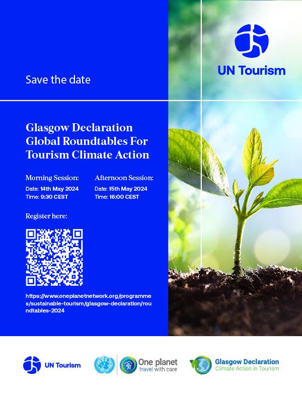 Glasgow Declaration - Global Roundtable for Tourism Climate Action ​Join discussion sessions on the 14th & 15th of May 2024, on shaping and influencing climate action within the tourism sector. R​egister here: 🔗unwto.org/event/glasgow-… #OpprtunityMonday