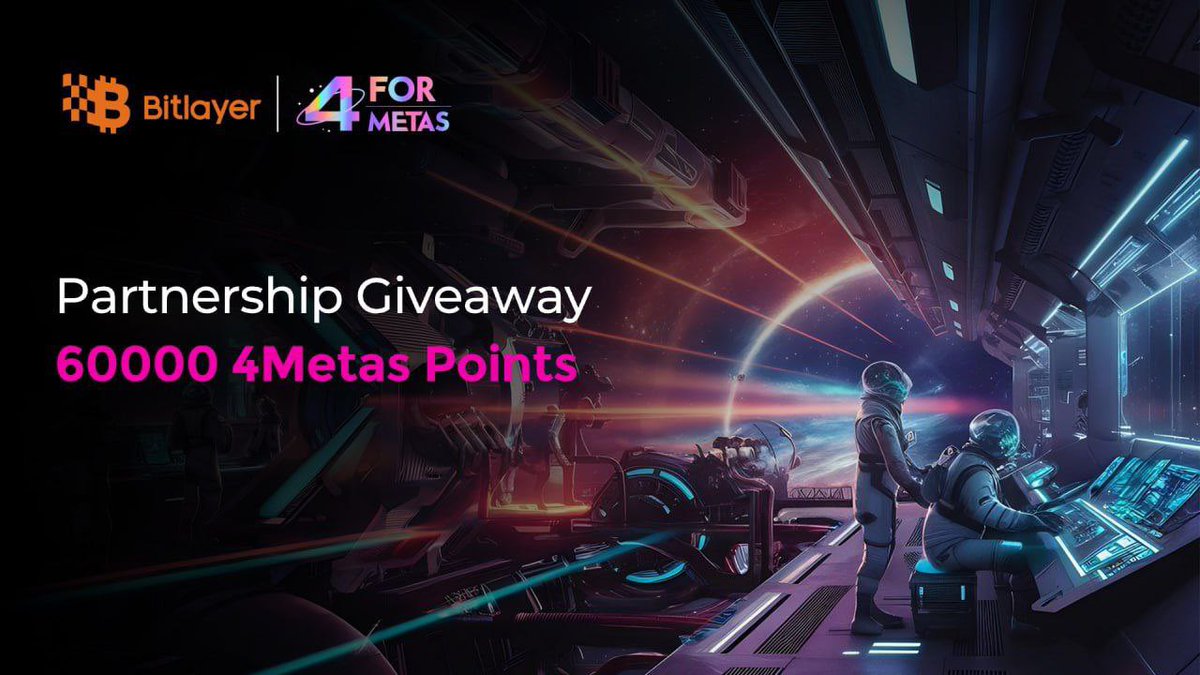 BitlayerLabs's tweet image. As BitLayer’s first GameFi distribution platform, 4Metas are giving away 60000 Points, which is the crucial qualification for the governance token $PLAY Airdrop.

How to enter: 
1. Like &amp;amp; RT &amp;amp; Follow @BitlayerLabs and @4metas 
2. Tag 3 pals 
3. Drop your Bitlayer address…