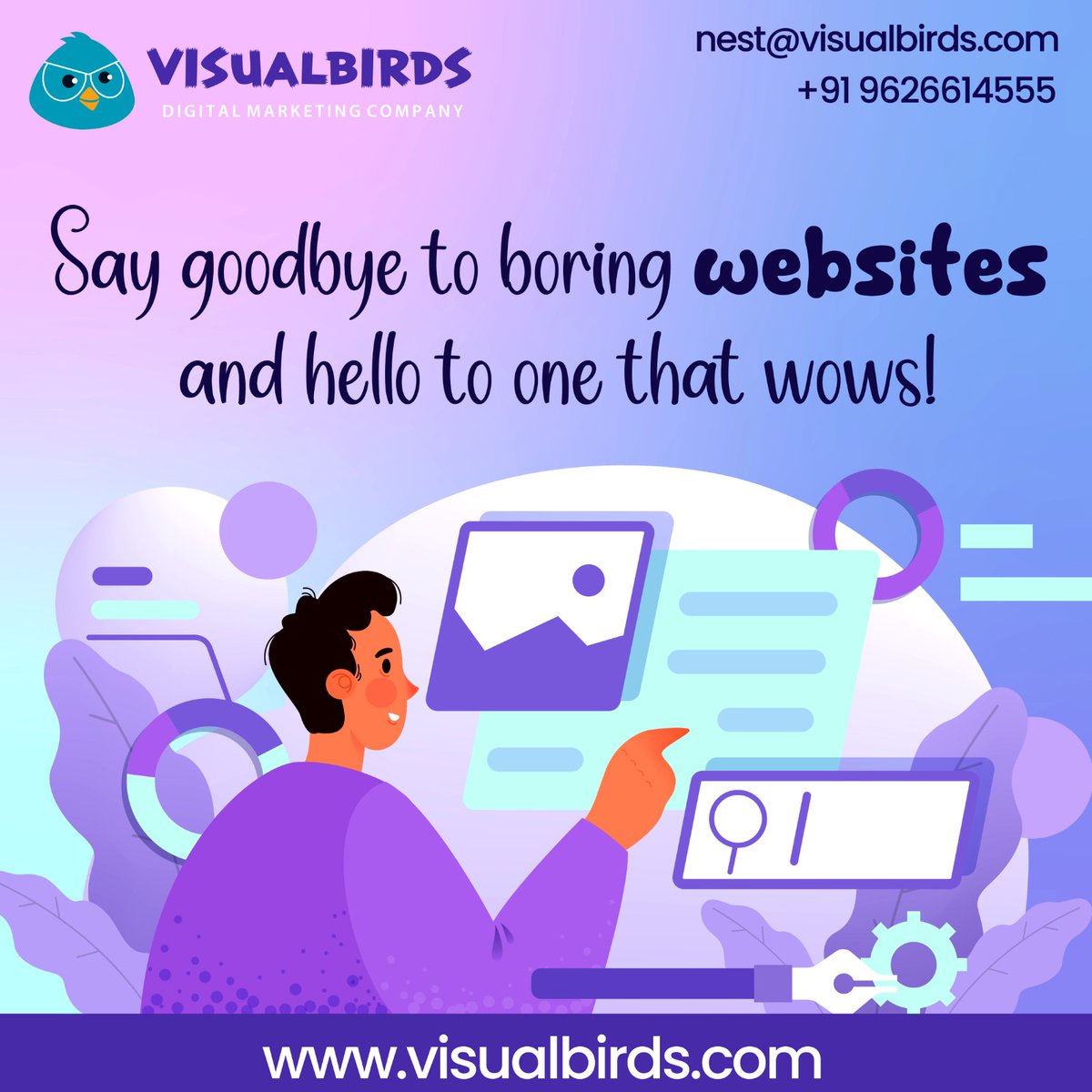 Say goodbye to boring websites and hello to one that wows!

visualbirds.com/website-design/ 

#websitedesign #visualbirds #coimbatore