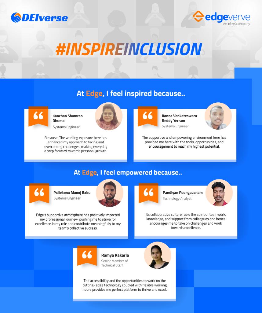 At Edge, we always work towards maintaining an aspirational environment that does not simply end by office hours- but one that blossoms into wings of self-improvement and growth for a person.

We celebrate you and your personal journeys no matter the feet. 

#InspireInclusion