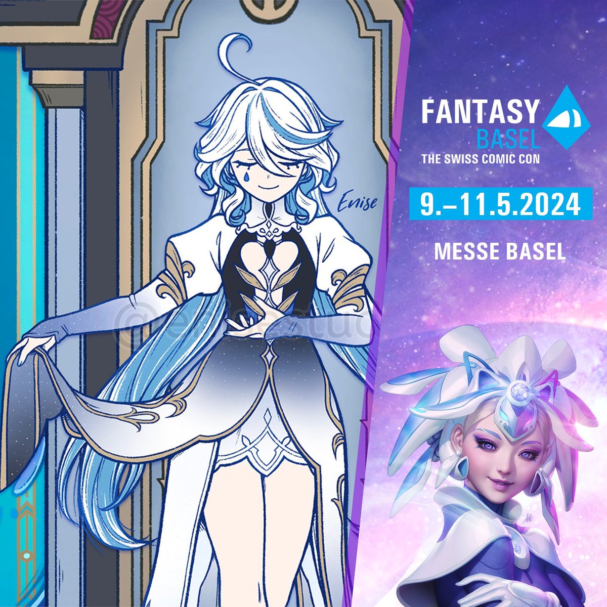 enisestudio's tweet image. See you this weekend in @FantasyBasel at booth 565, Hall 2.1 ✨

If you like Genshin, League of Legends and anime stuff  get to know my art! 🤍

Don&apos;t be shy and come to say hi~ 🌷 #FantasyBasel