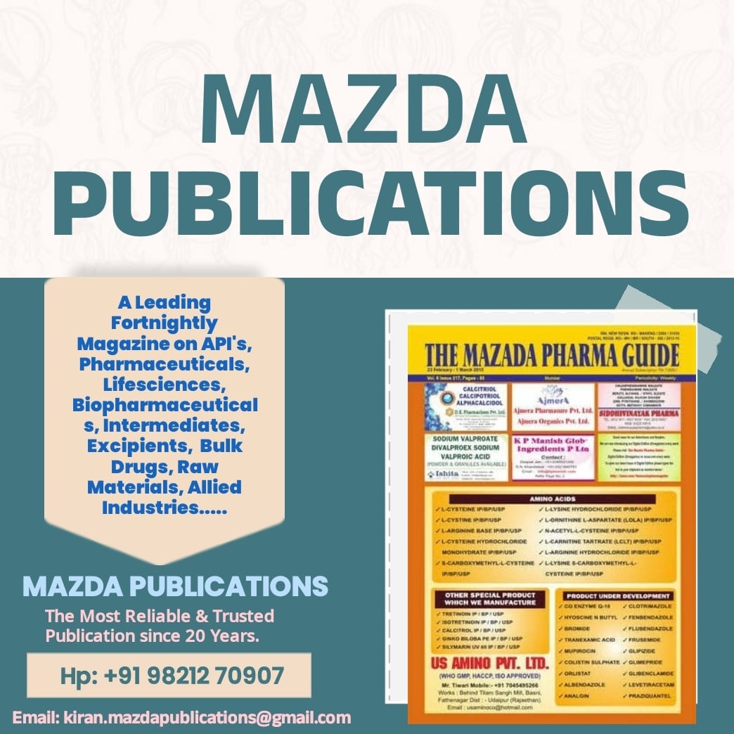Kiran Raheja (@kiranraheja1) on Twitter photo Mazda Pharma Guide is now in its 20th Successive Year and other than Subscribers it reaches out to Creme Industry people through Pharma and other Pharma related Exhibitions accross India.
Advertise and Reach out to Creme Audience
E: kiran.mazdapublications@gmail.com Mazda Pharma Guide is now in its 20th Successive Year and other than Subscribers it reaches out to Creme Industry people through Pharma and other Pharma related Exhibitions accross India.
Advertise and Reach out to Creme Audience
E: kiran.mazdapublications@gmail.com