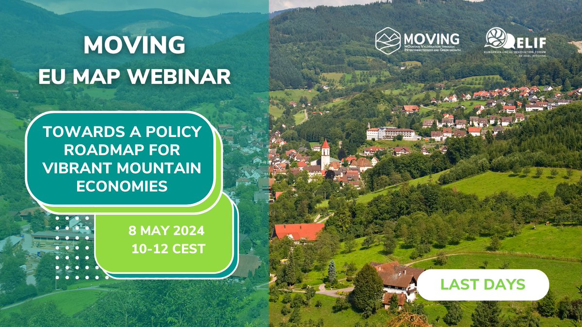 🚨 LAST DAYS to register for the MOVING #EUMAPwebinar! Explore post-2027 #TerritorialDevelopment policies in Europe and discover how MOVING's Strategic Options & Policy Roadmap can shape 🇪🇺 policies. 📍 8 May | 10-12 CEST | Online Register now! ⏩ bit.ly/3JmrbRJ