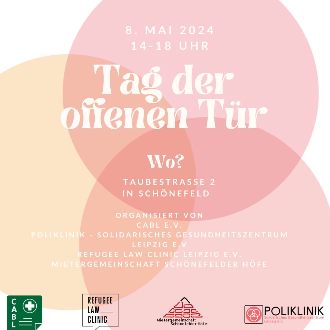 Besser spät als nie! 
Am 08. Mai findet nach 4 Jahren unser erster Tag der offenen Tür statt. Kommt vorbei!

Mehr Infos: poliklinik-leipzig.org/neuigkeiten/ta…