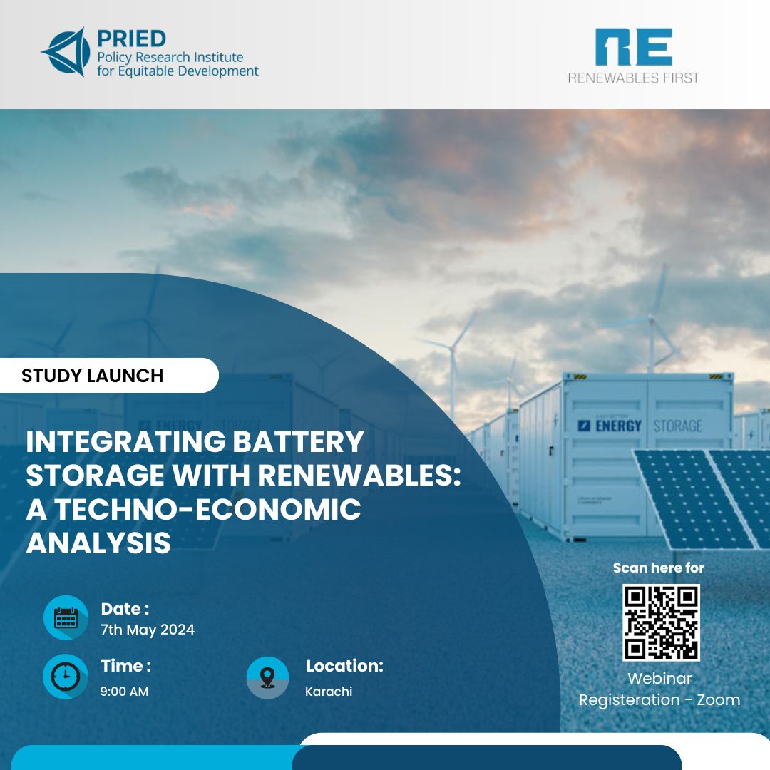🔋Join us on May 7th in Karachi, for the launch of our study on integrating Battery Energy Storage Systems with Renewables! Learn how this hybrid solution can revolutionize Pakistan's power sector. 🔗us06web.zoom.us/webinar/regist… #RenewableEnergy #BESS #PakistanPower