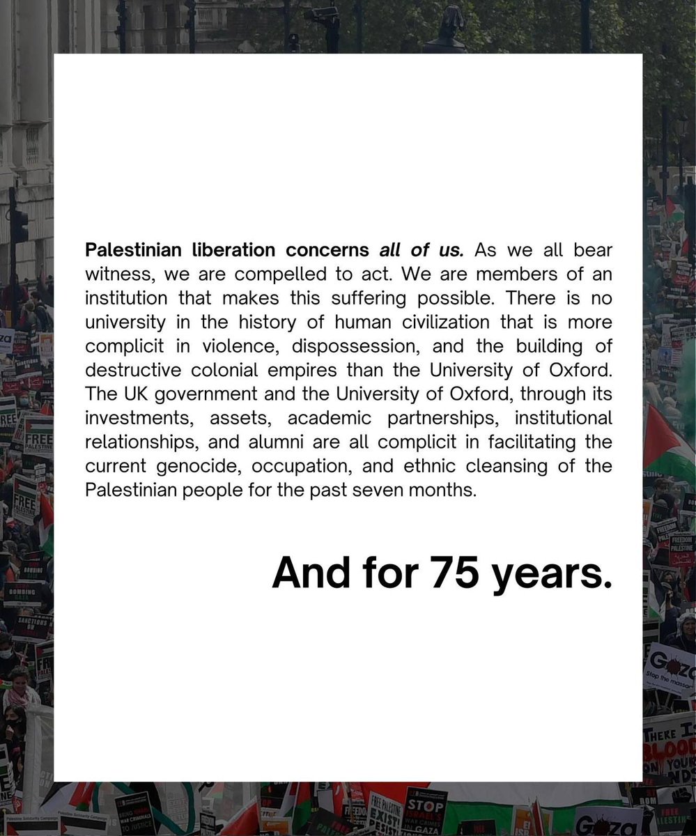 BREAKING: Oxford Action for Palestine (OA4P) has established a liberated zone 🇵🇸 (1/2)