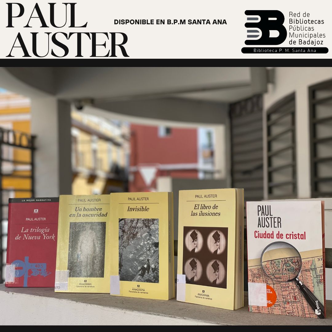 Hace unos días nos dejaba Paul Auster, guionista, director de cine y escritor estadounidense. 
#bibliotecasmunicipales #bpmsa #bibliotecasantaana #badajoz #leermola #leereduca #leerentretiene #venyvuela #somosunequipo #paulauster #cascoantiguodebadajoz
