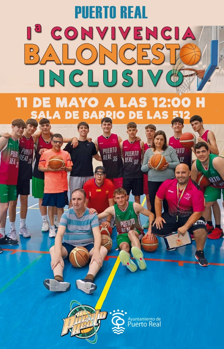 🏀 Jornada de baloncesto inclusivo en Puerto Real

🗓️ Sábado, 11 de mayo, a las 12:00

📍 Sala de barrio de las 512

¡Te esperamos!

#TomaMiMano #asprodemepuertoreal #discapacidad #deporteinclusivo #baloncesto