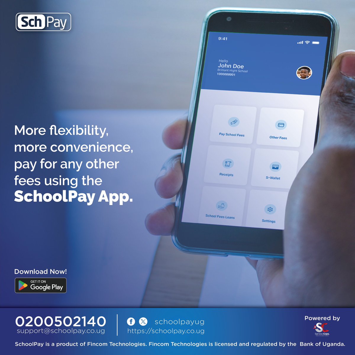 We bring convenience right where you are. Download the SchoolPay today.
#SchoolPayApp