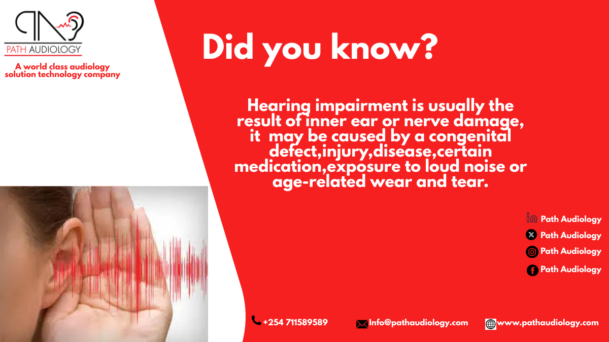 Hearing impairment is usually the result of inner ear or nerve damage, it may be caused by a congenital defect, injury, disease, certain medication, exposure to loud noise or age-related wear and tear. #hearingloss #hearinglossawareness #hearingscreening #hearing #hearingaids