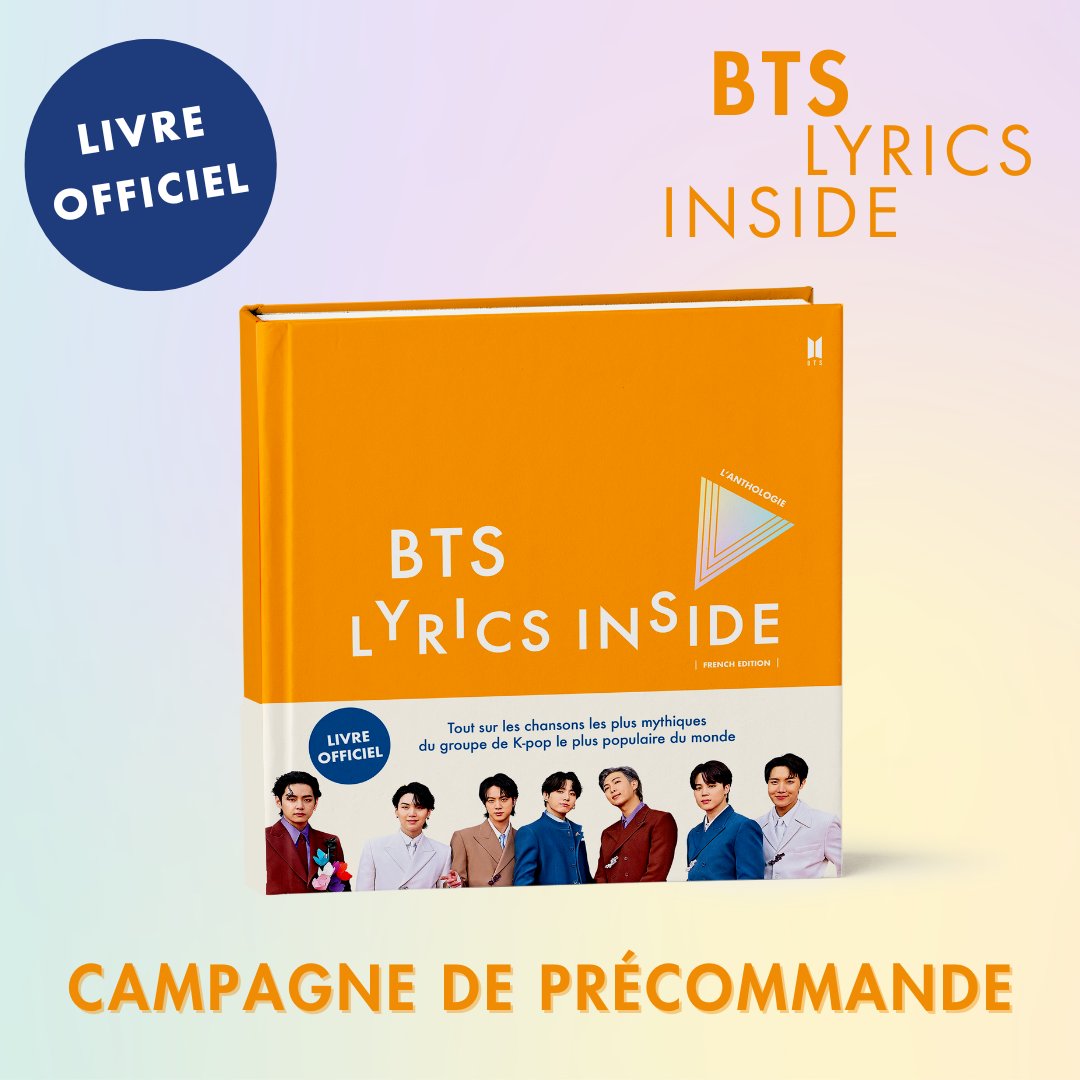 "BTS Lyrics Inside" débarque enfin en France ! 💜

Et pour fêter sa parution française, nous vous avons concocté une jolie campagne de précommande : vous pouvez remporter du merch officiel BTS ! 🤫

#RM #Jin #SUGA #jhope #Jimin #V #JungKook #BTS #ARMY#BTS_LYRICS_INSIDE_FRANCE