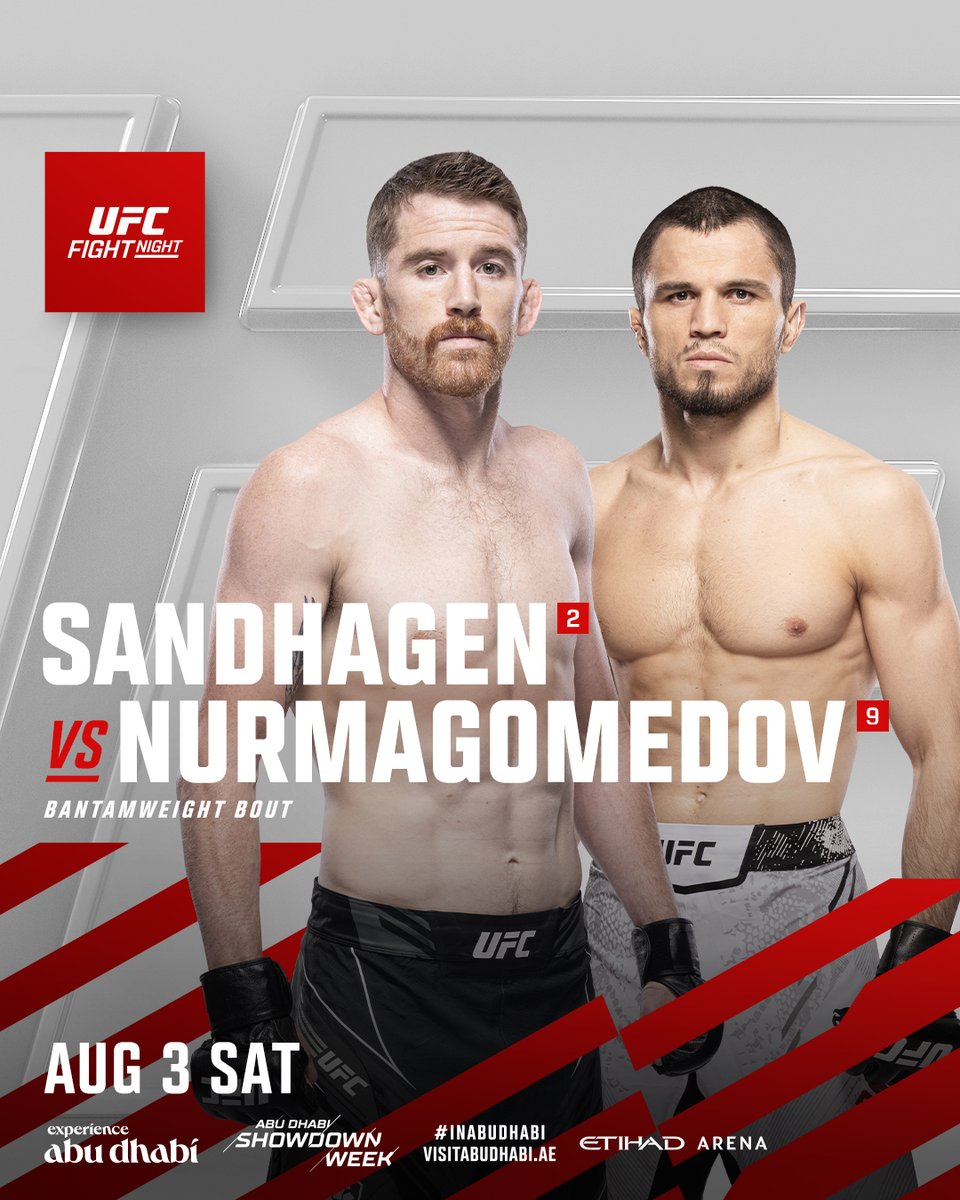 Cory Sandhagen vs Umar Nurmagomedov!! Your #UFCAbuDhabi main event is official! 🎟️ Tickets on sale tomorrow! @VisitAbuDhabi | @InAbuDhabi | #InAbuDhabi