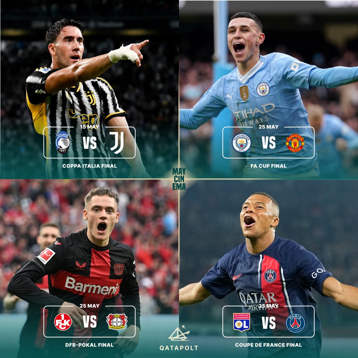 𝗠𝗮𝗿𝗸 𝘆𝗼𝘂𝗿 𝗰𝗮𝗹𝗲𝗻𝗱𝗮𝗿 🗓️ Exciting cup finals await us this May 😍
_
_
_
_
#foryoupage #viral #trending #football #facup #dfbpokal #coppaitalia #coupedefrance 

$GENAI | Drake | #BBLDRIZZY #MiamiGP