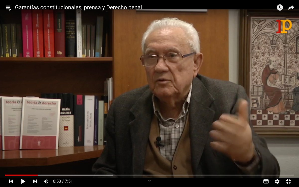 Hoy traemos este comentario de nuestro querido Tomás Vives presentando el núm.24 de @teoriayderecho @Tirant_ESP sobre 'Garantías constitucionales, prensa y Derecho penal'. youtube.com/watch?v=qco5C1…