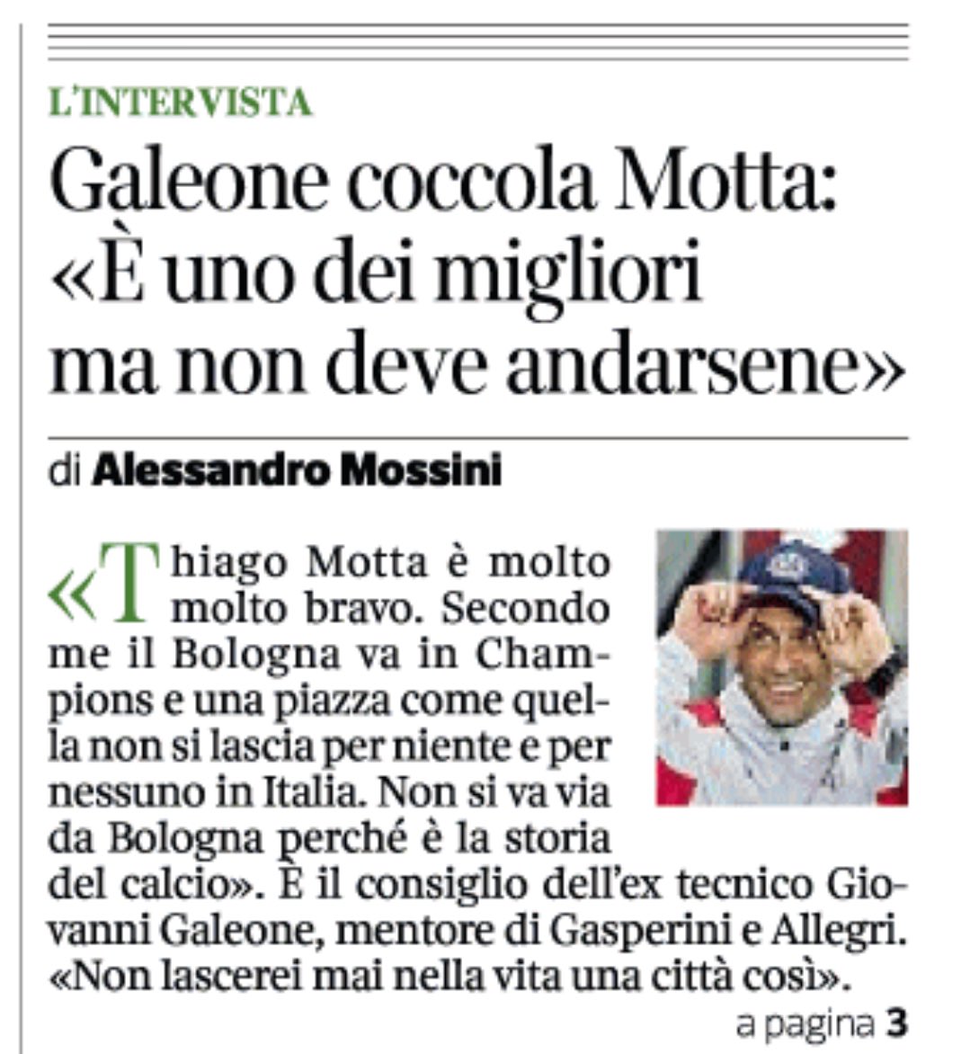 #Galeone su #Thiagomotta Oggi sul ⁦⁦@corrierebologna⁩ (controspionaggio?)