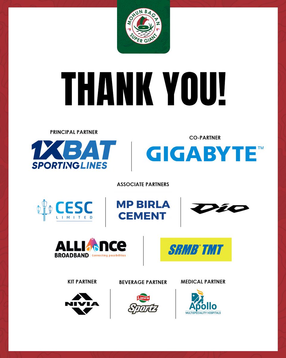 We sincerely thank all our partners for extending their support through the season! 💚♥️ #MBSG #JoyMohunBagan #আমরাসবুজমেরুন